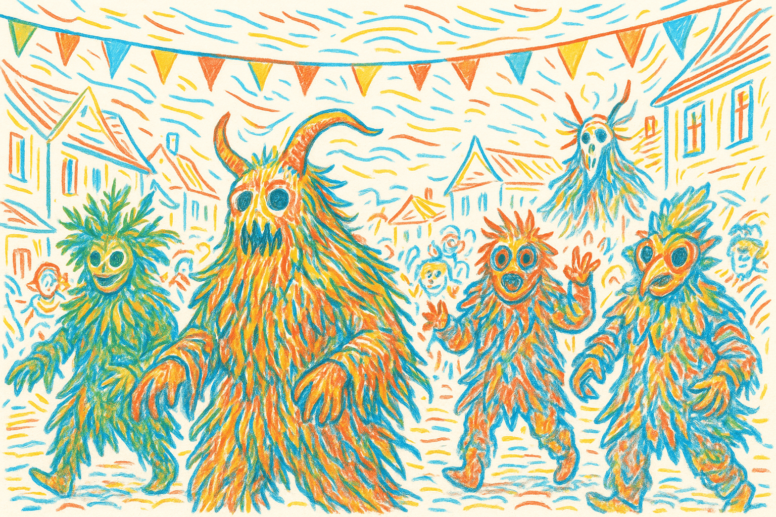 Illustration de la parade costumée des monstres